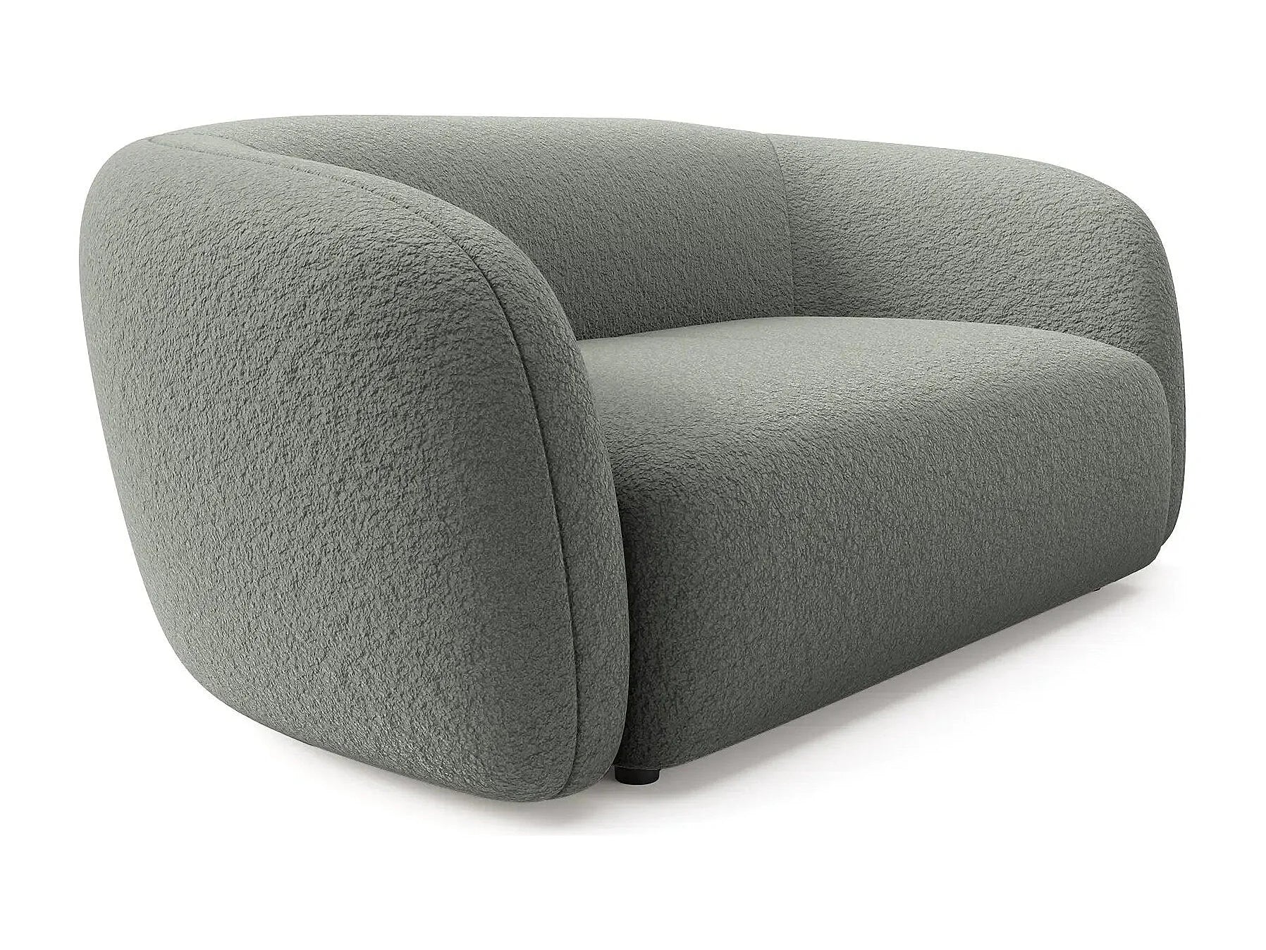 Canapé Arrondi En Tissu Bouclette 3 Places Gris Foncé - BAHIA