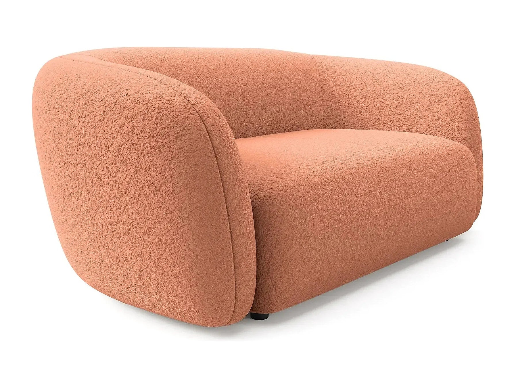 Canapé Arrondi Droit En Tissu Bouclette 3 Places Terracotta - BAHIA