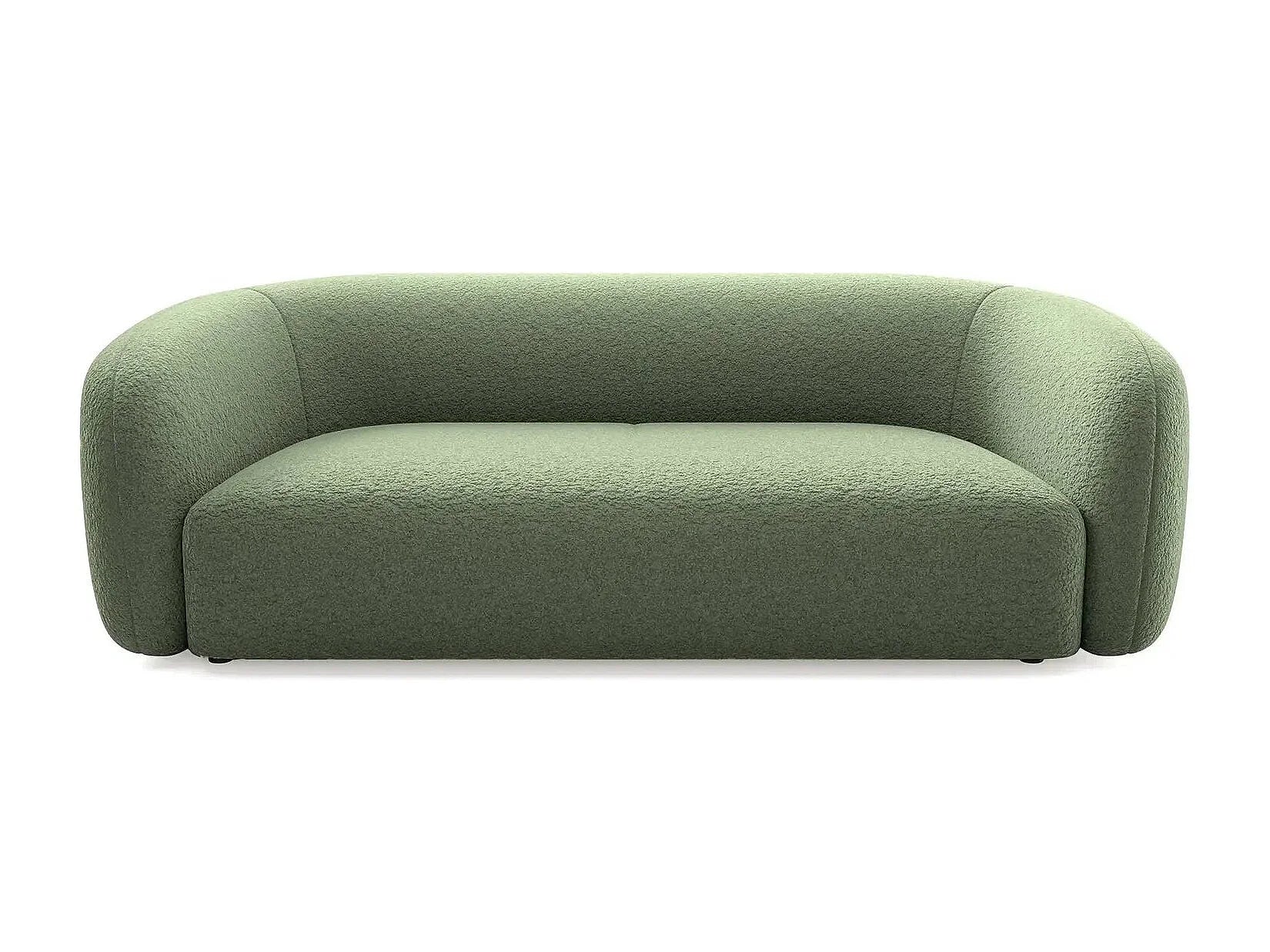 Canapé Arrondi En Tissu Bouclette 3 Places Vert - BAHIA