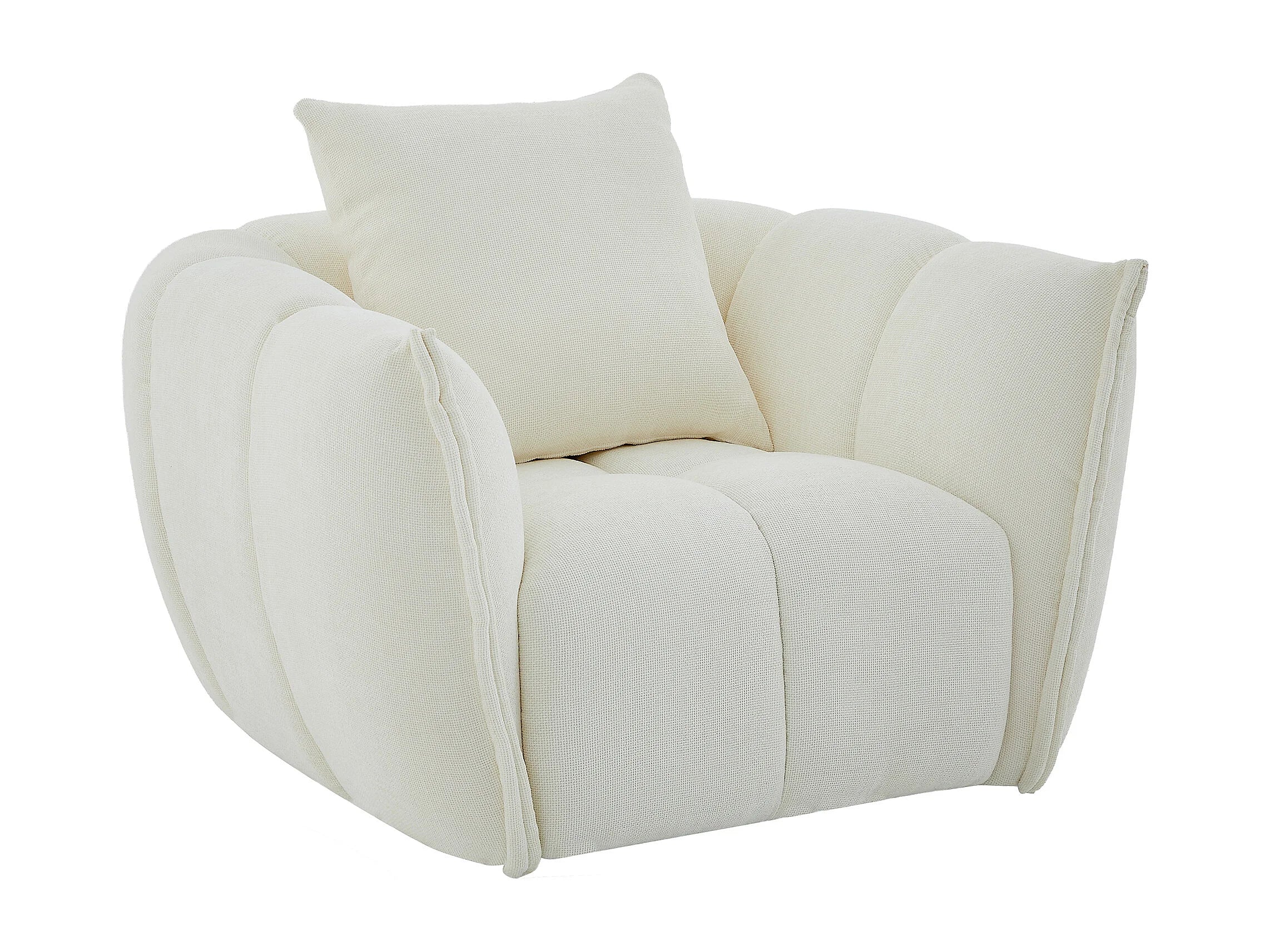 Fauteuil Arrondi Pivotant En Tissu Texturé Beige - GONOLON
