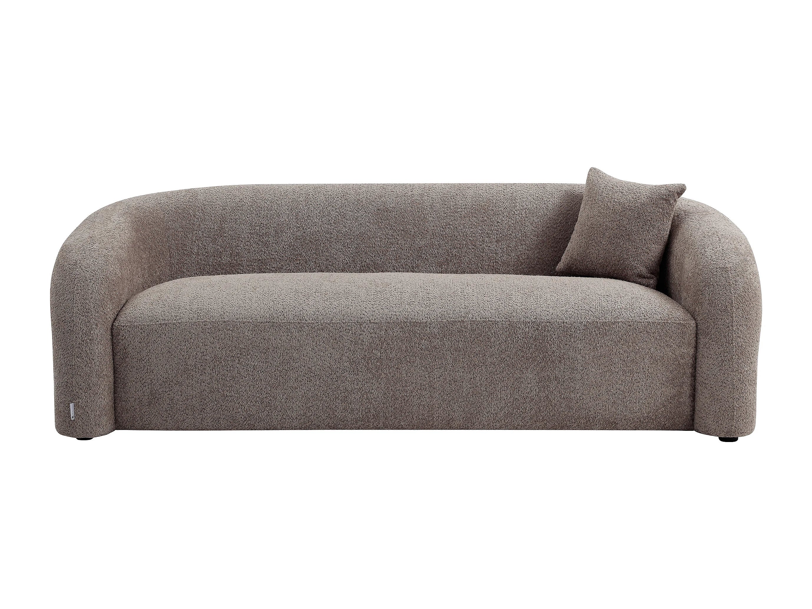 Canapé Arrondi 3 Places En Tissu Bouclette Taupe - LAPIOTA