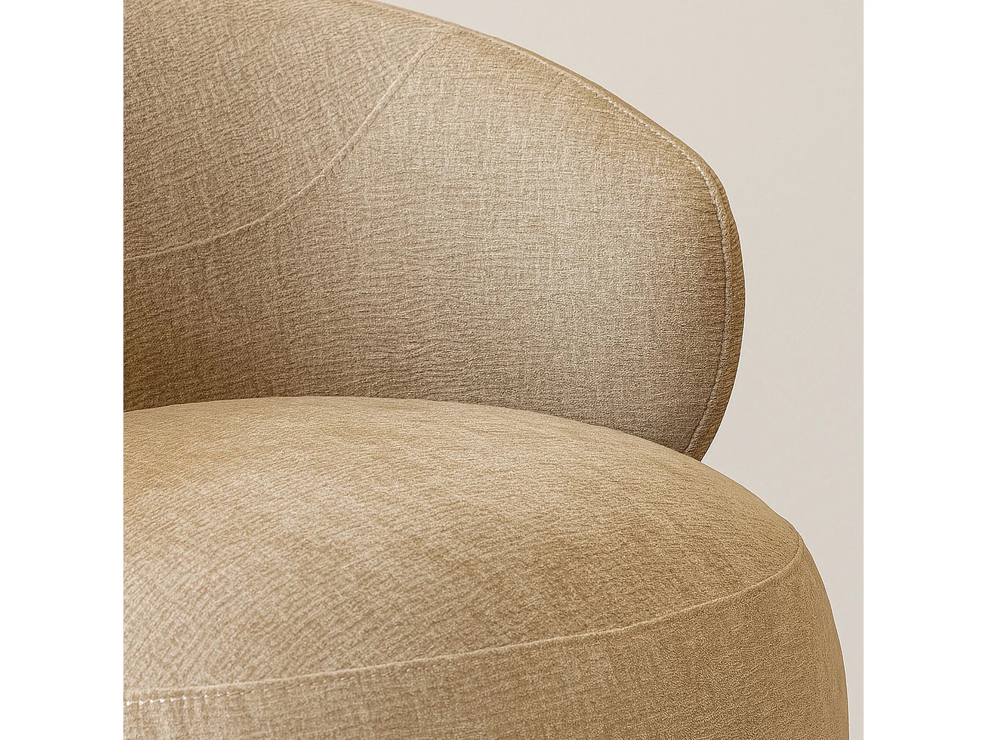 Canapé Arrondi En Velours Texturé Beige - GLOVE