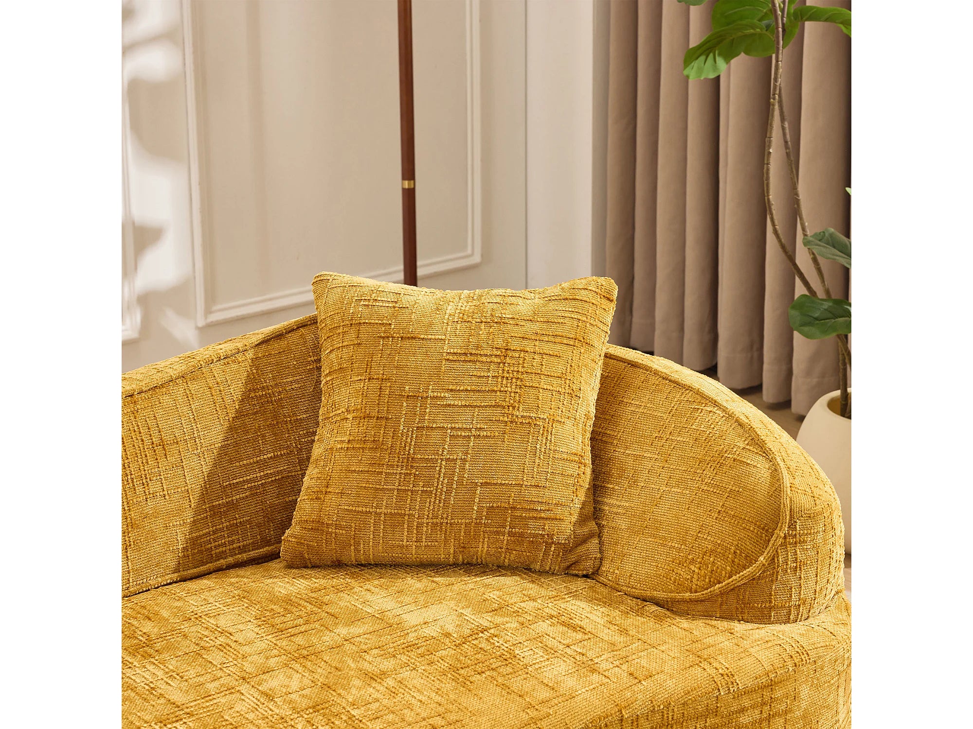 Canapé Arrondi 2 Places Design Courbe Jaune Moutarde
