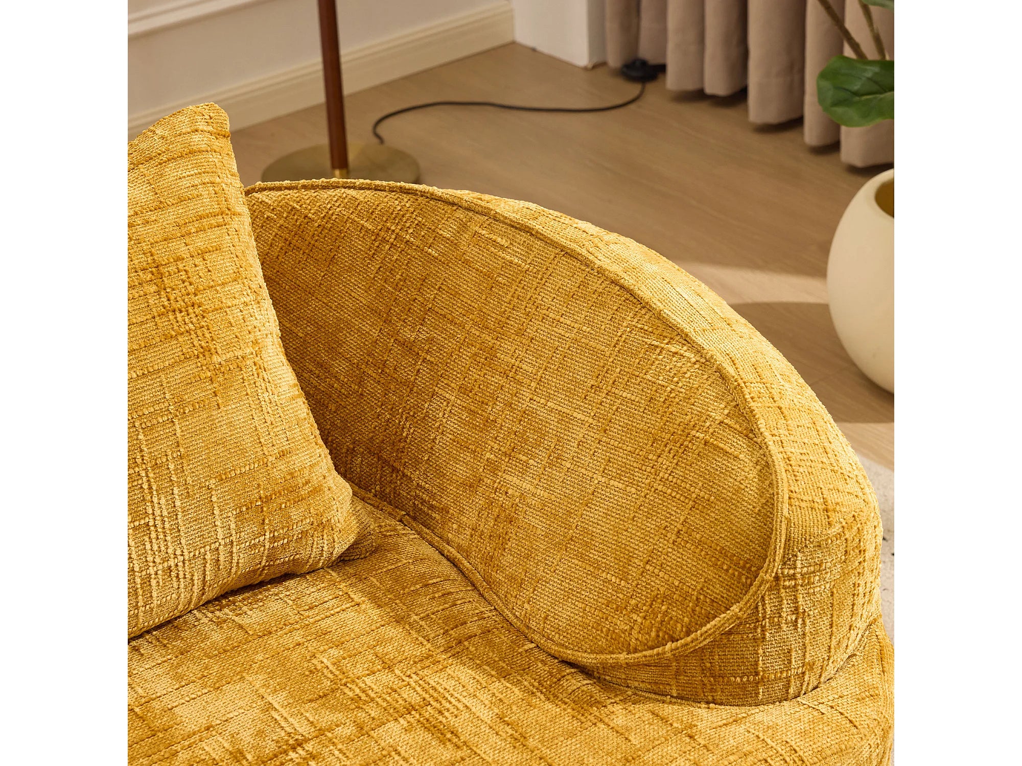 Canapé Arrondi 2 Places Design Courbe Jaune Moutarde