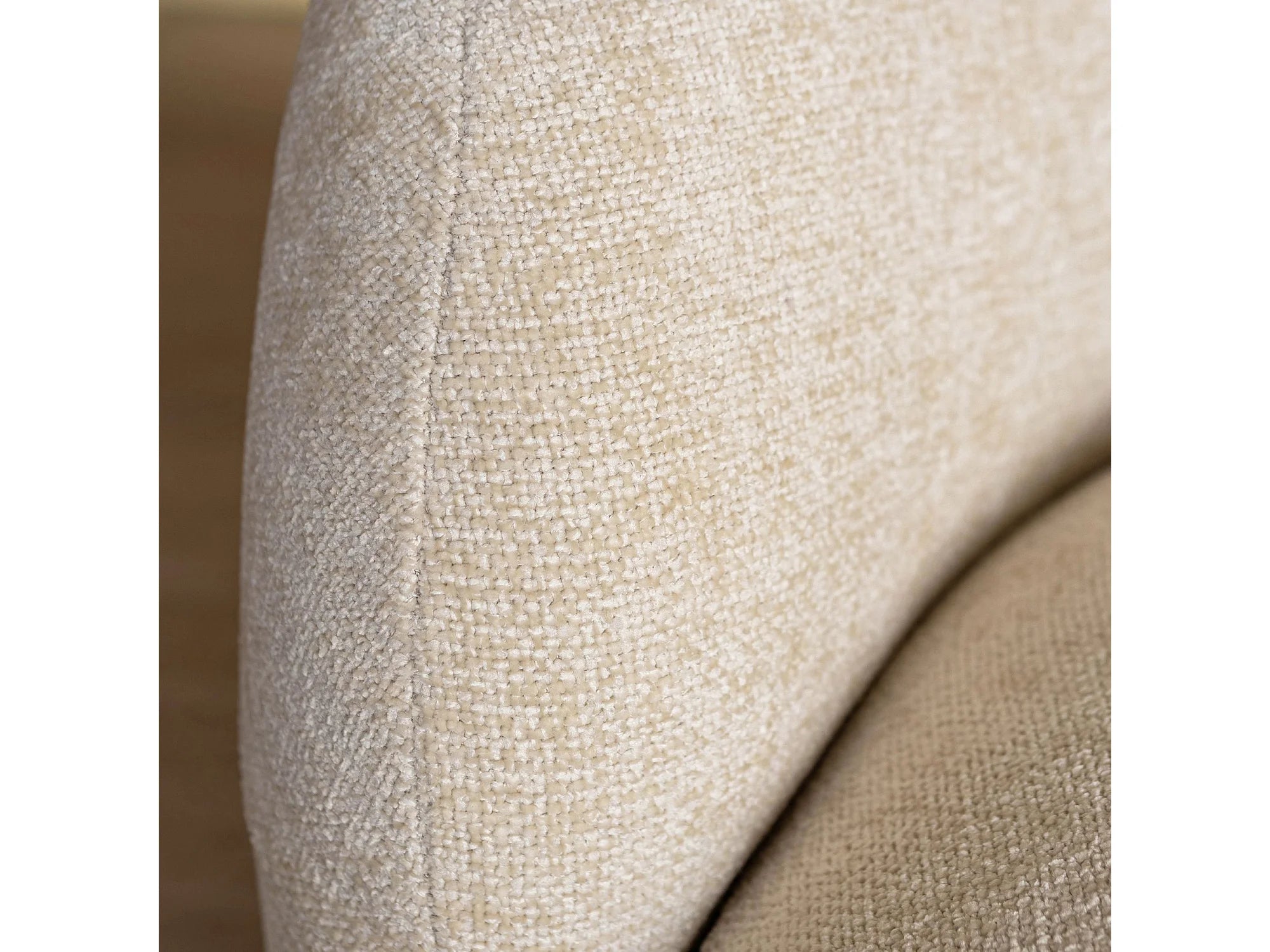 Canapé Incurvé Design 3 Places en Tissu Chenille Beige - MARLO