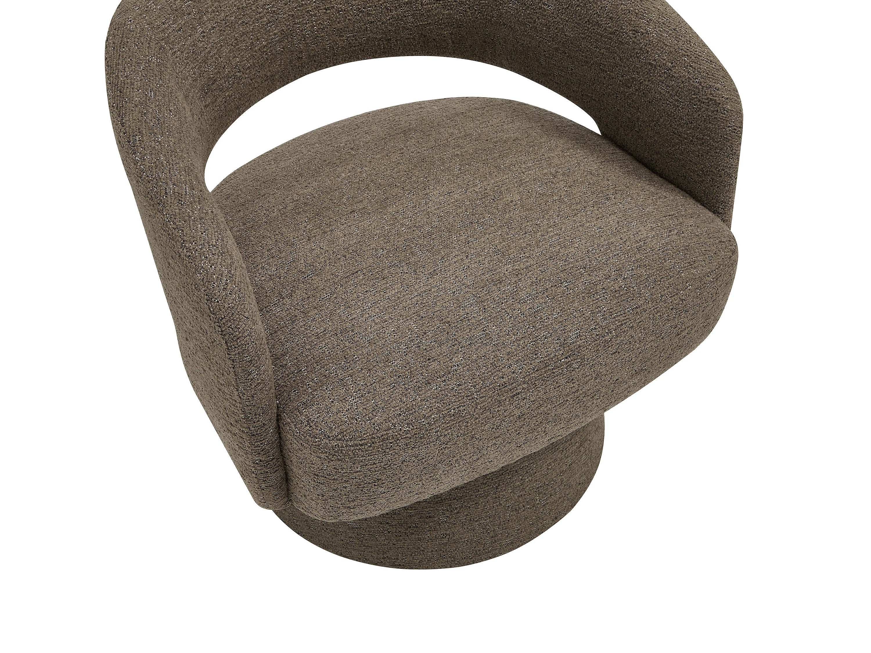 Fauteuil Arrondi Pivotant En Tissu Chenille Taupe - FEDOTE