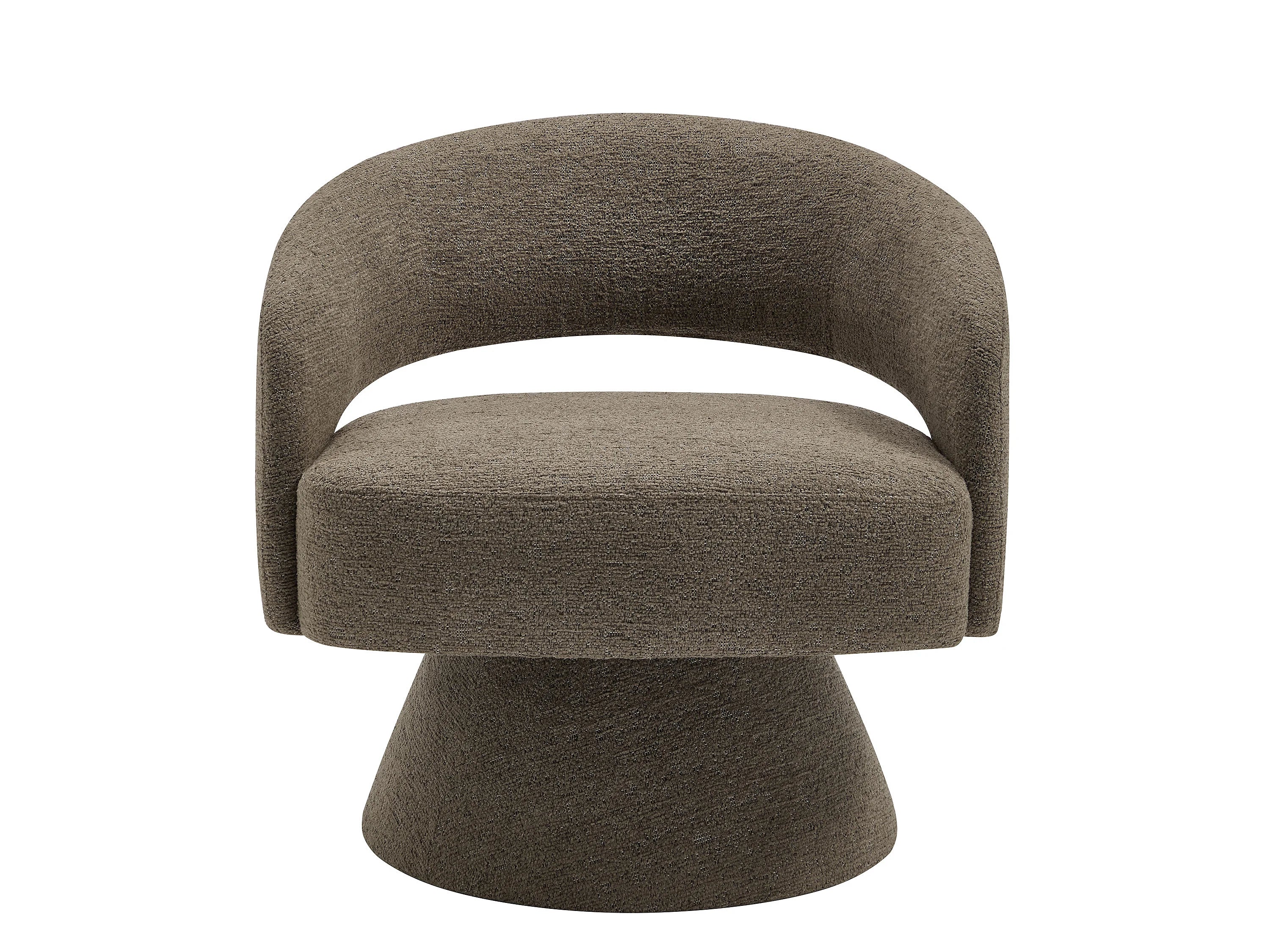 Fauteuil Arrondi Pivotant En Tissu Chenille Taupe - FEDOTE