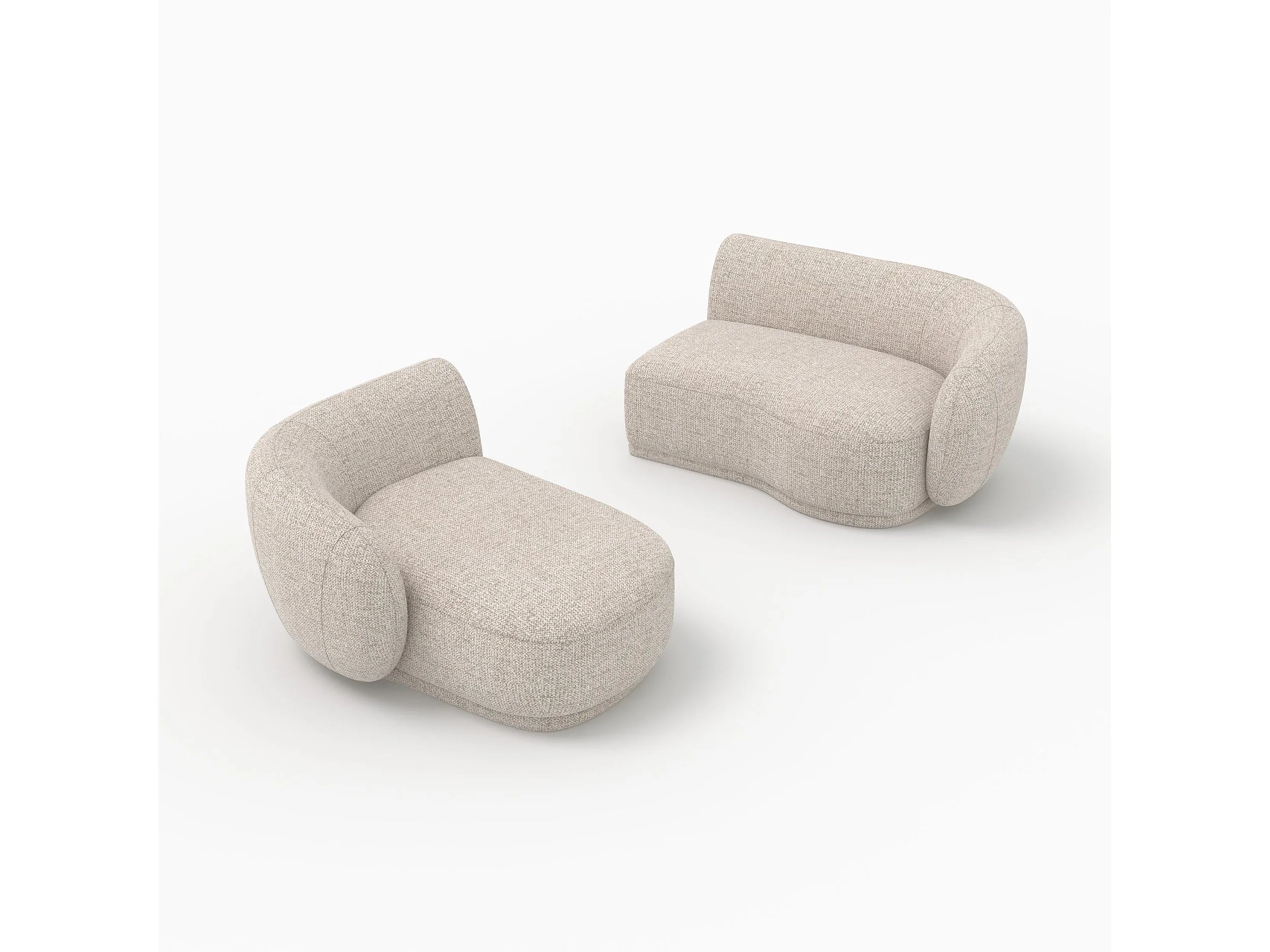 Canapé Arrondi D'Angle Modulable 4 Places Beige Chiné - NOVA