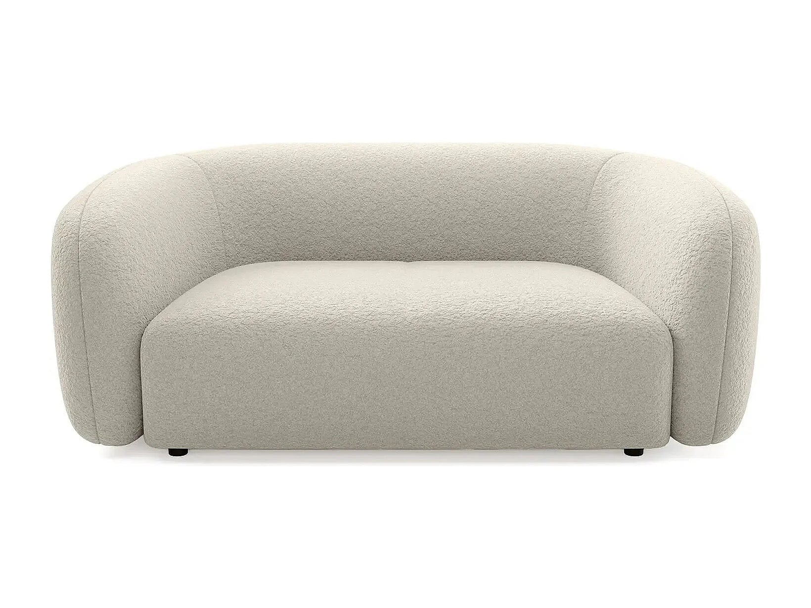 Canapé Arrondi Droit Tissu Bouclette 2 Places Beige - BAHIA
