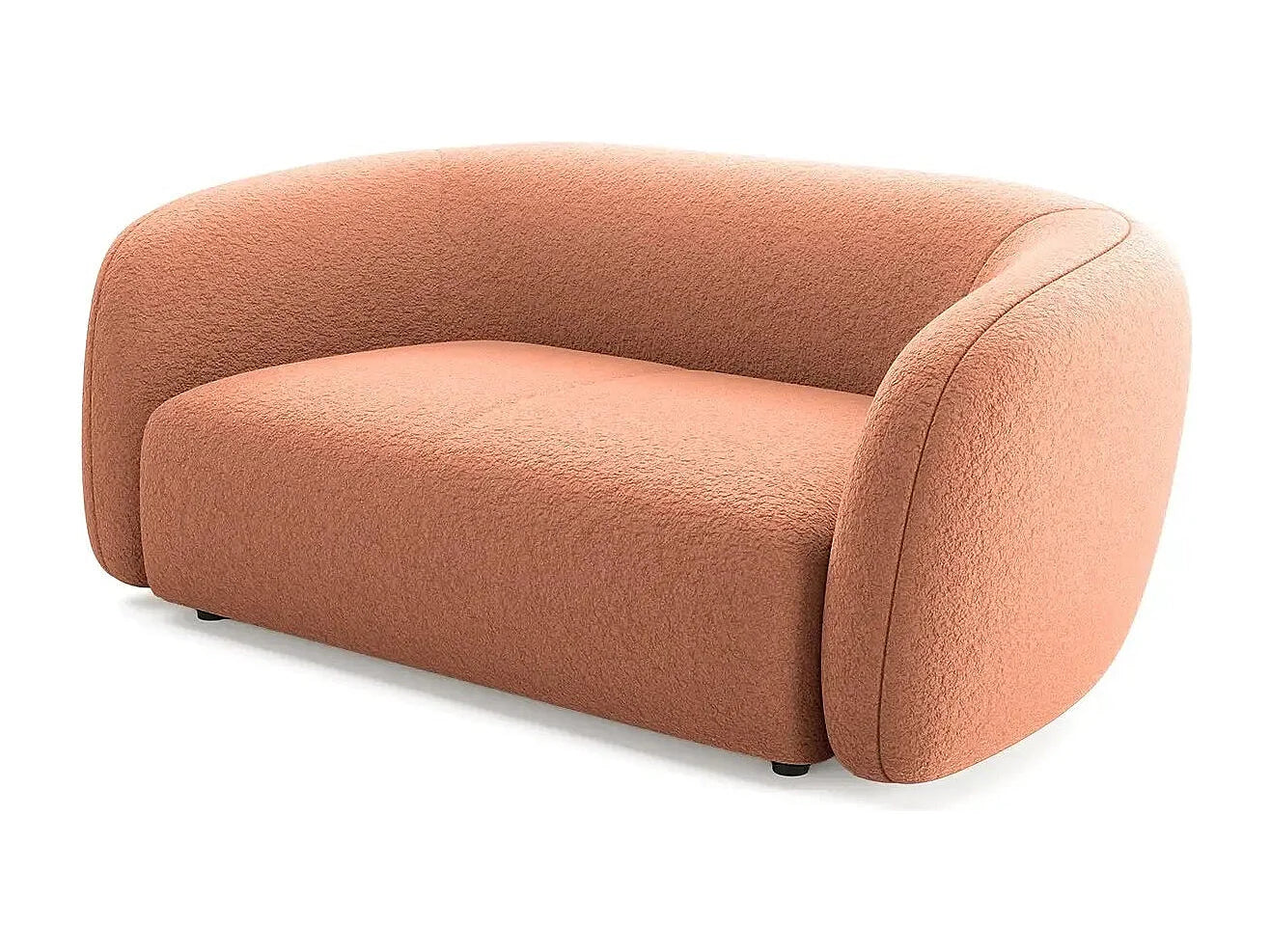 Canapé Arrondi Droit Tissu Bouclette 2 Places Terracotta - BAHIA