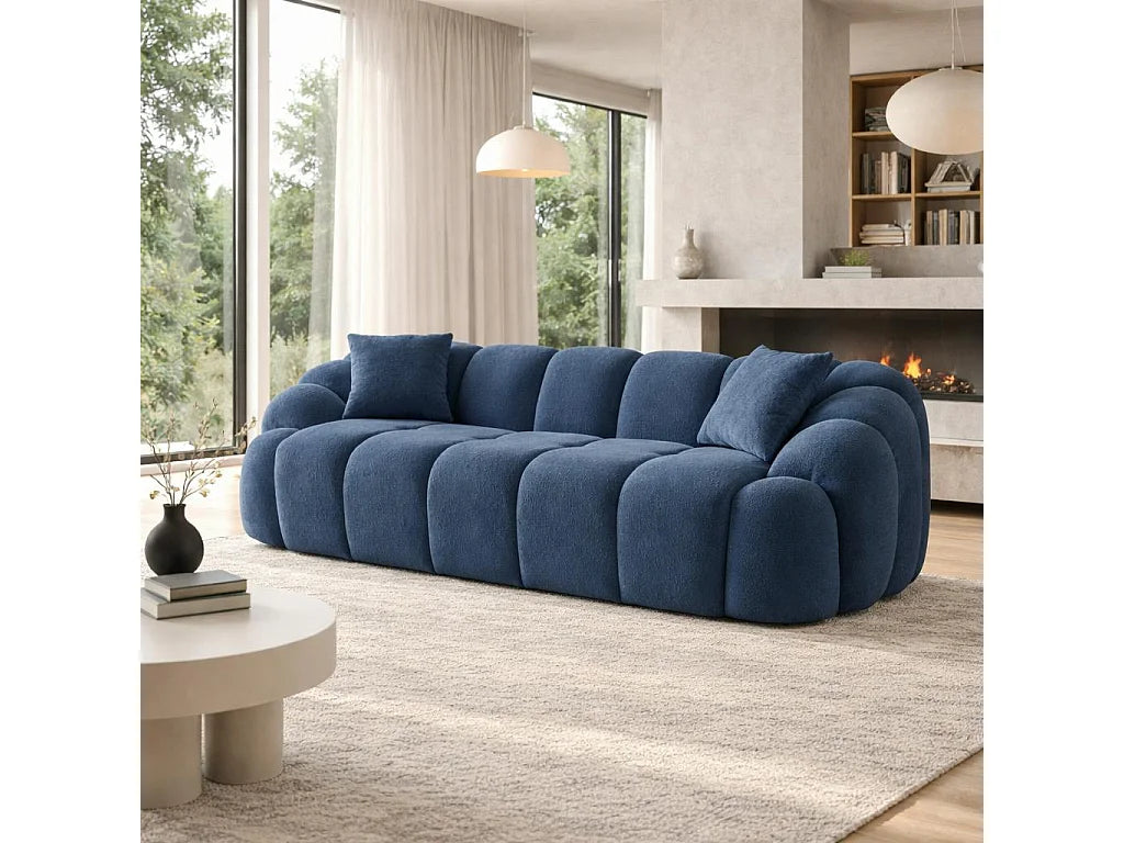 Canapé Arrondi 3 Places Bleu Design - ONDA