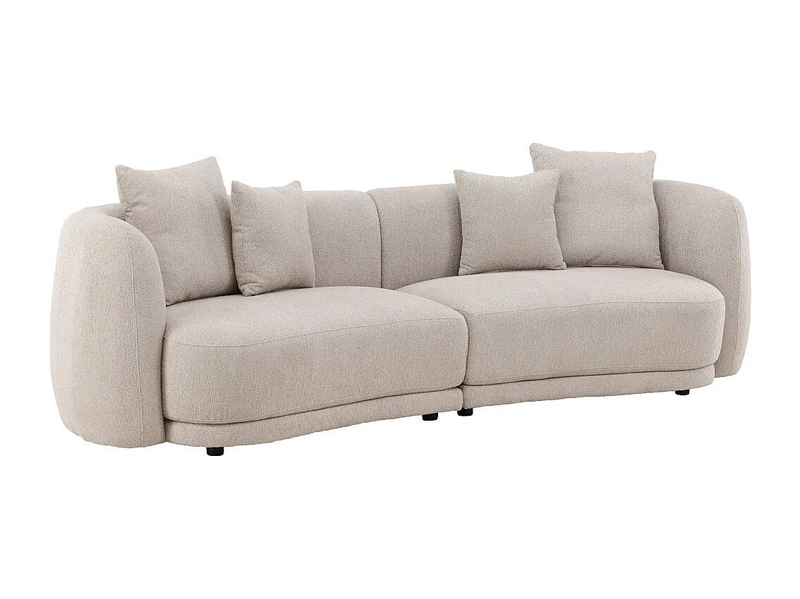 Canapé Arrondi 3 Places En Tissu Bouclé Beige 268cm - CIELO