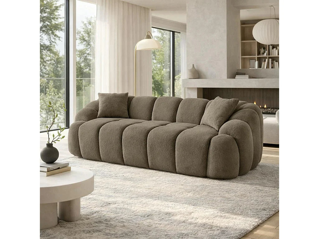 Canapé Arrondi 3 Places Taupe Design - ONDA