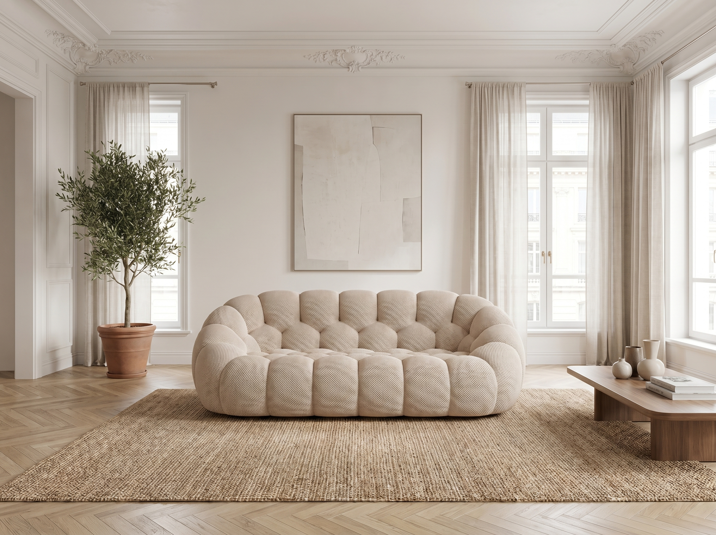 Canapé Bubble Arrondi 2 Places Beige - Cocoon