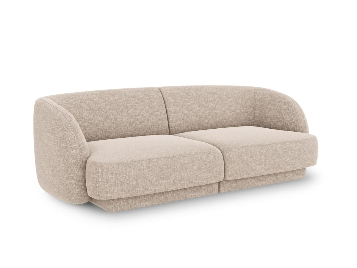 Canapé Arrondi Tissu Chenille 2 Places Beige - Miley