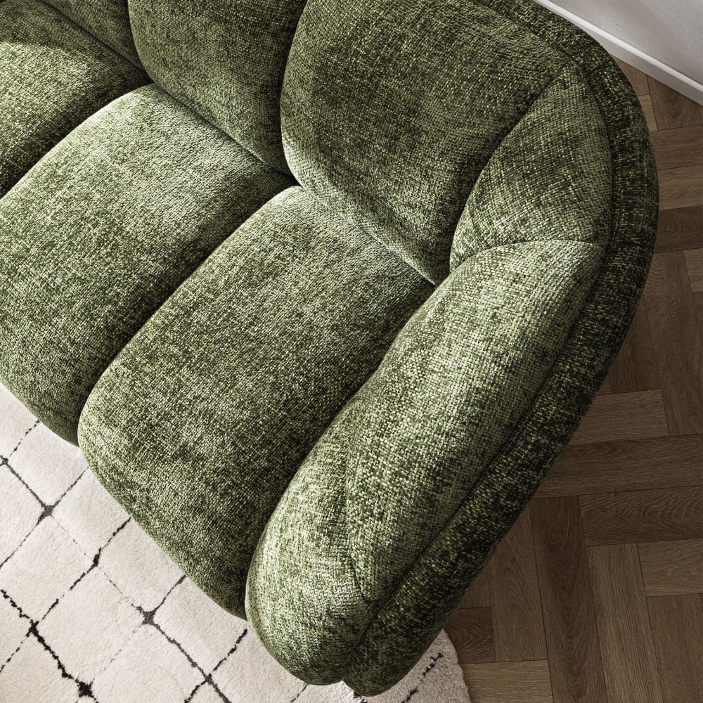 Canapé Arrondi Tissu 3 Places Vert - West