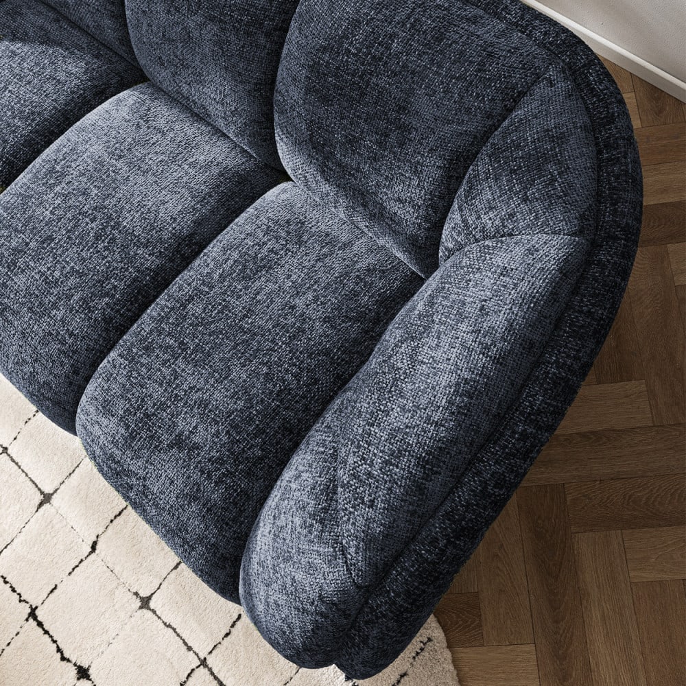 Canapé Arrondi Tissu 3 Places Bleu - West
