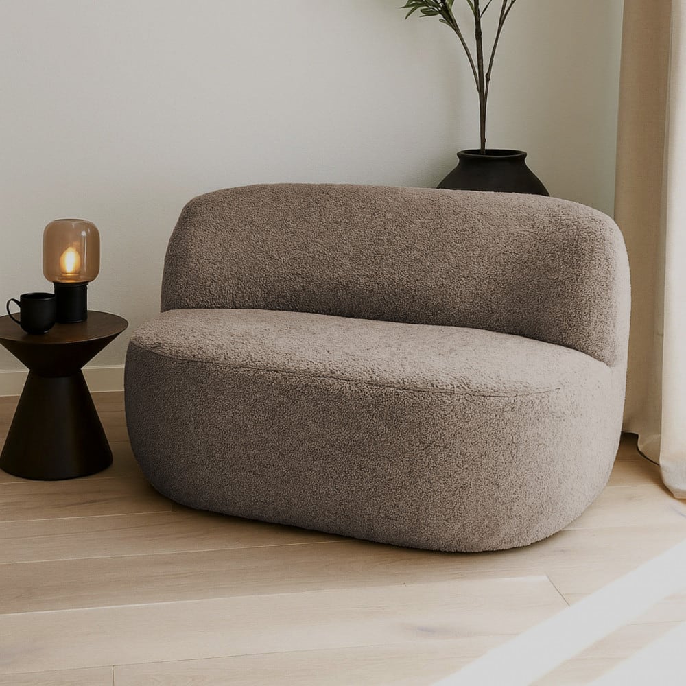 Banquette Arrondie Bouclette 2 Places Taupe - Mo