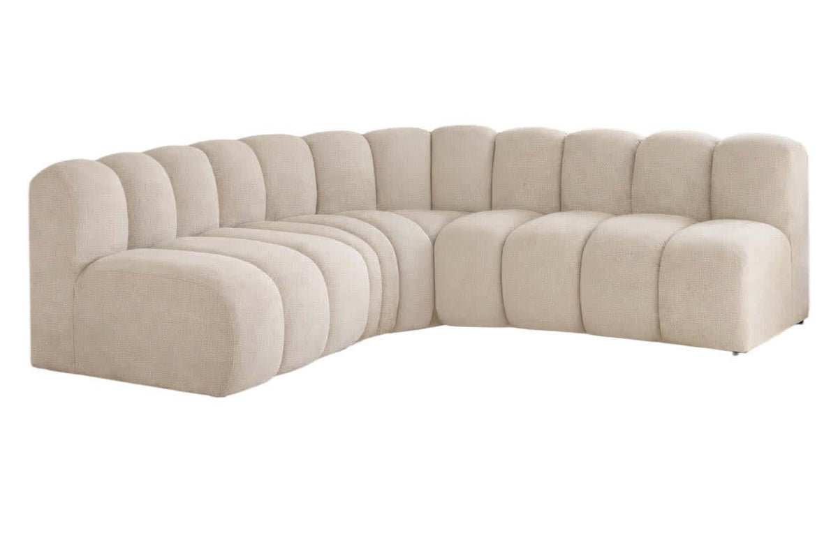 Canapé Arrondi Tissu 4 Places Beige - Grania