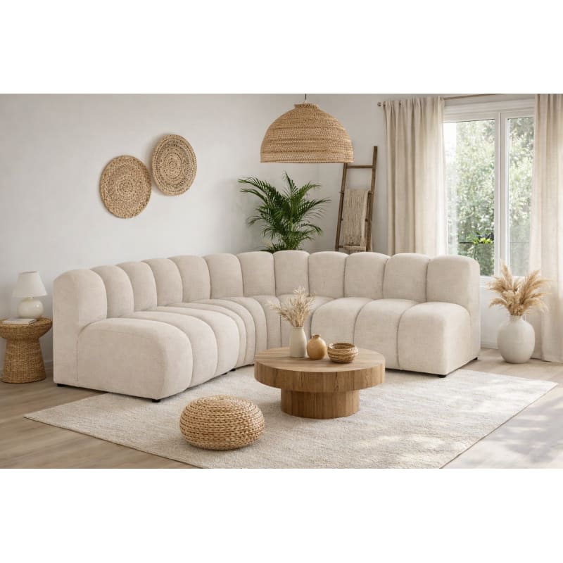 Canapé Arrondi Tissu 4 Places Beige - Grania