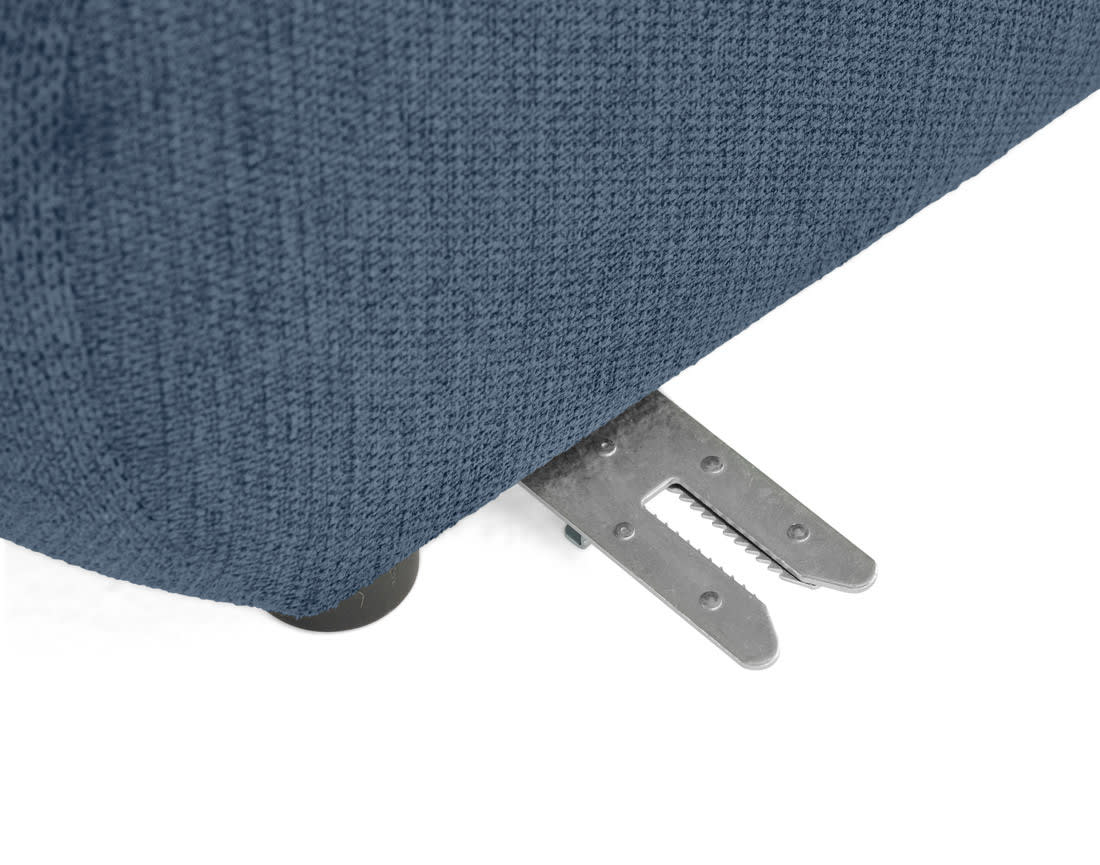 Canapé Modulable Arrondi Tissu Texturé 5 Places Bleu Angle Droit - Debbie