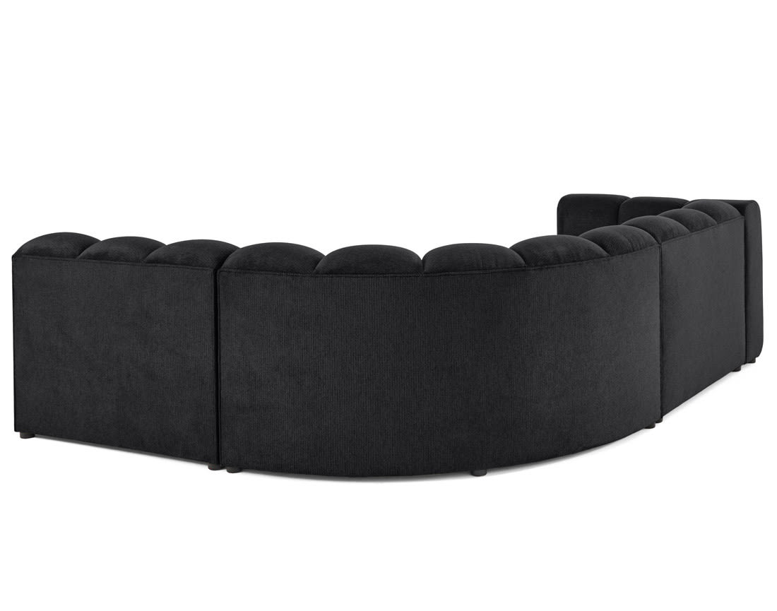 Canapé Modulable Arrondi Tissu Texturé 4 Places Noir Angle Droit - Debbie