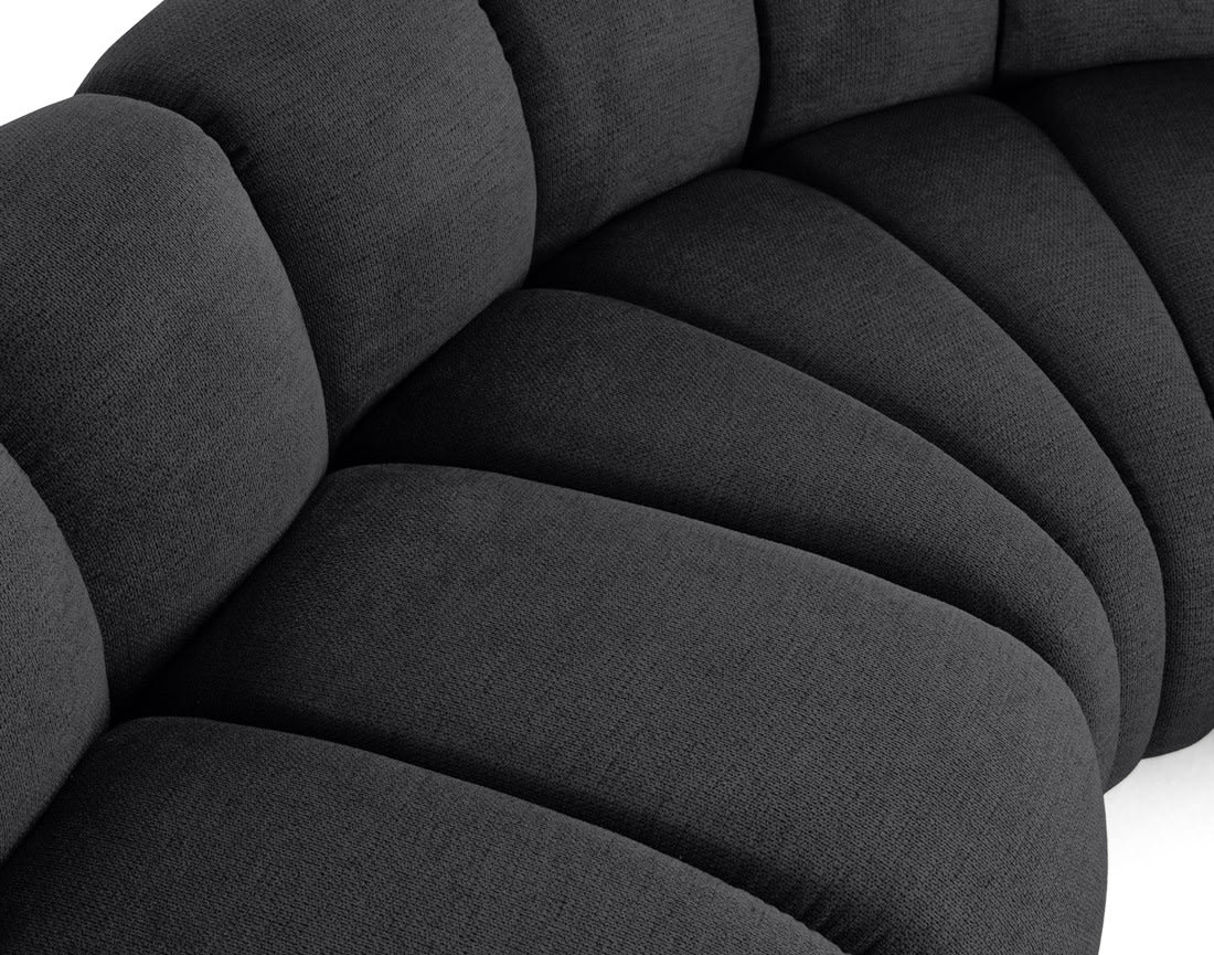 Canapé Modulable Arrondi Tissu Texturé 4 Places Noir Angle Droit - Debbie