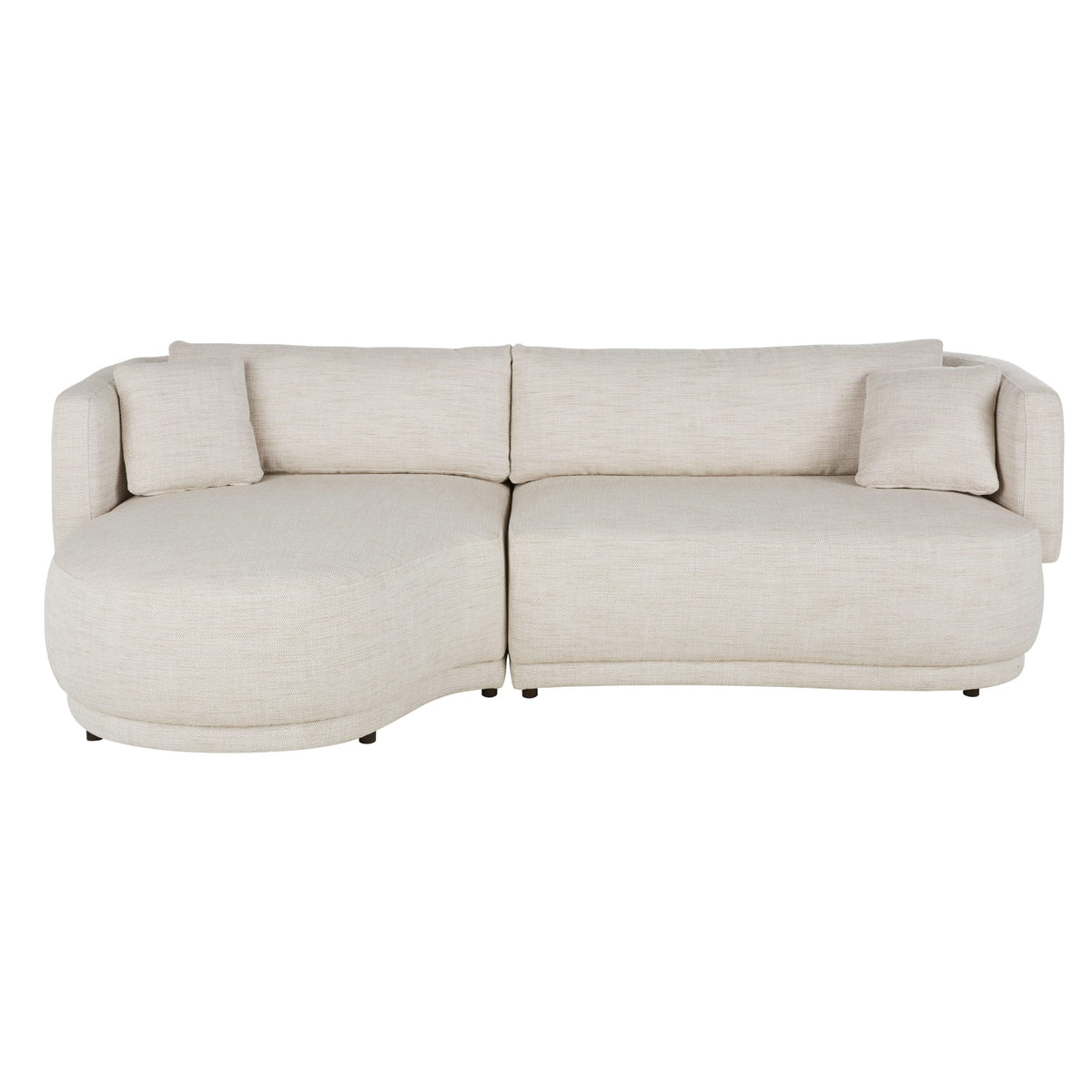 Canapé d'Angle Arrondi Velours 4 Places Beige Sable Angle Gauche - Modjo