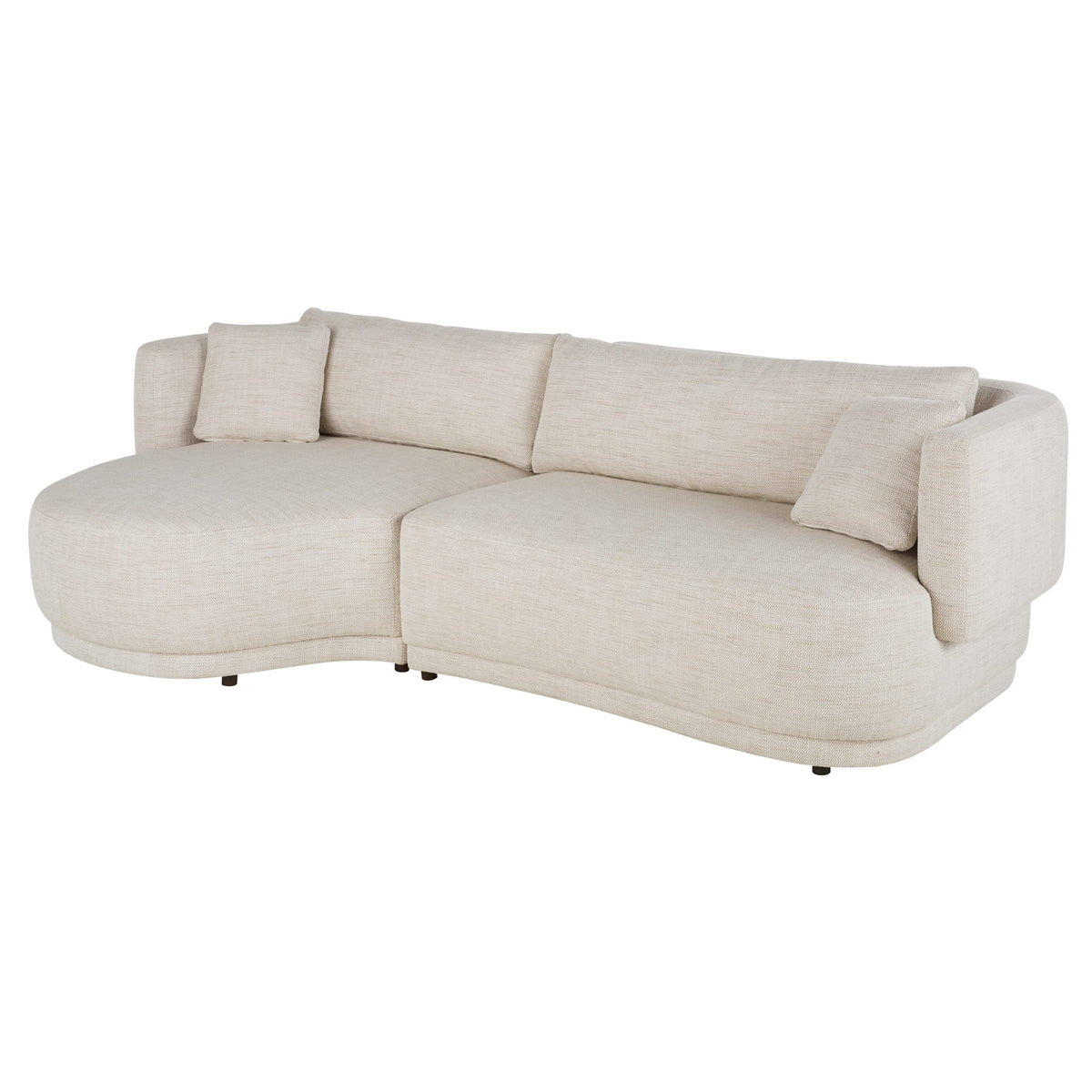 Canapé d'Angle Arrondi Velours 4 Places Beige Sable Angle Gauche - Modjo