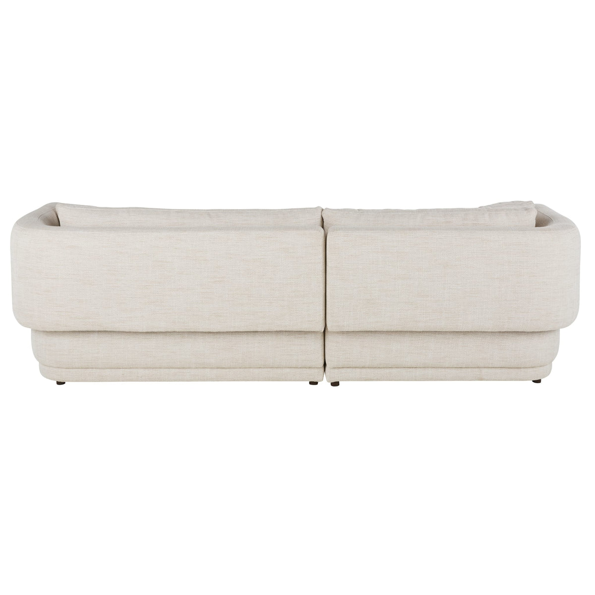 Canapé d'Angle Arrondi Velours 4 Places Beige Sable Angle Gauche - Modjo