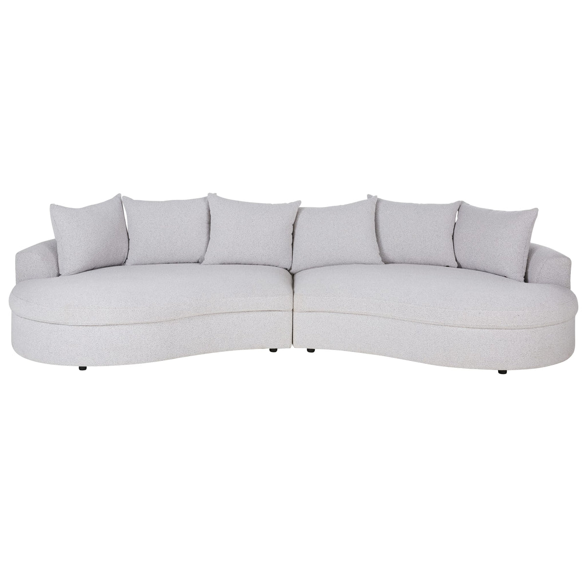 Canapé XL Arrondi Bouclette 7 Places Gris Clair Chiné - Seal
