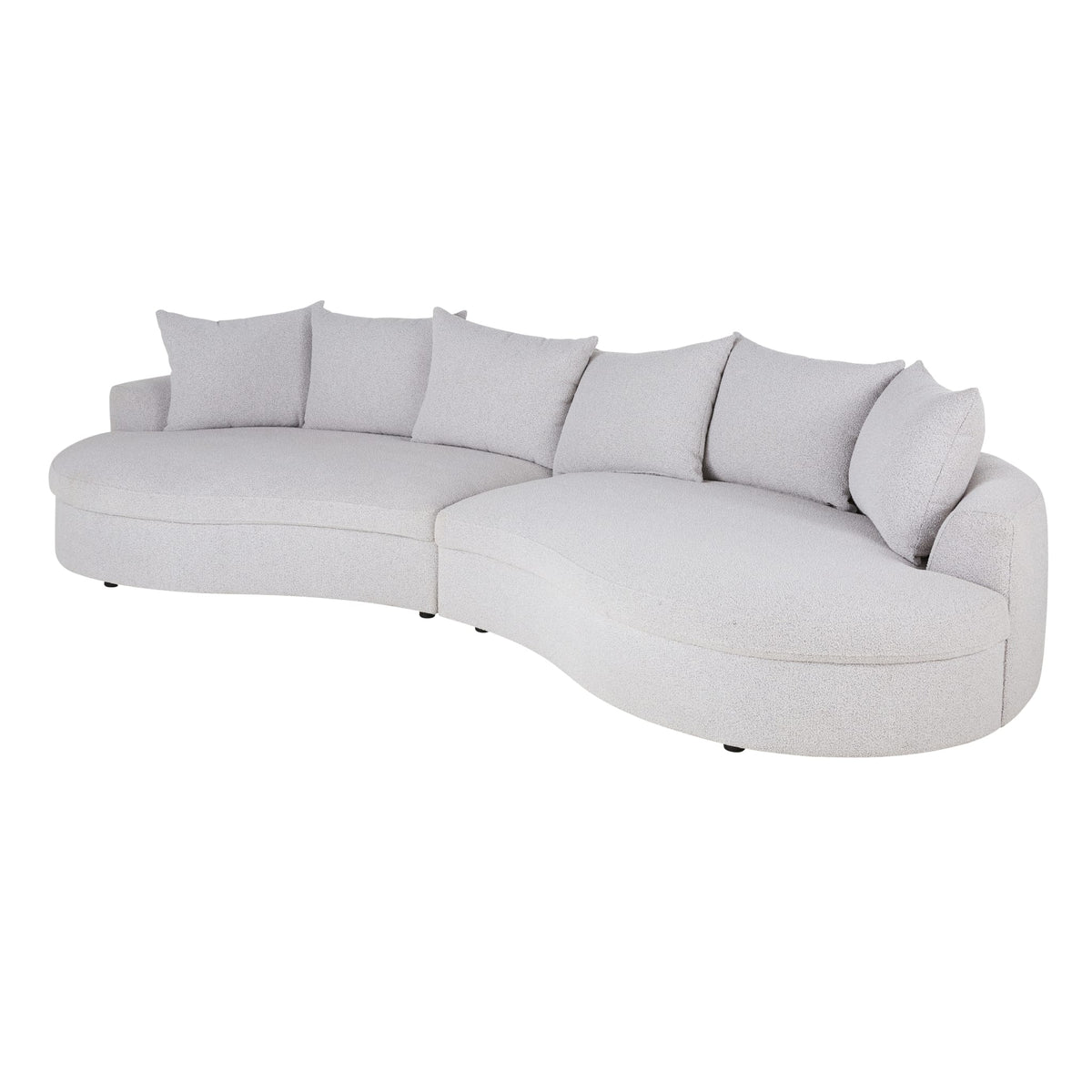 Canapé XL Arrondi Bouclette 7 Places Gris Clair Chiné - Seal