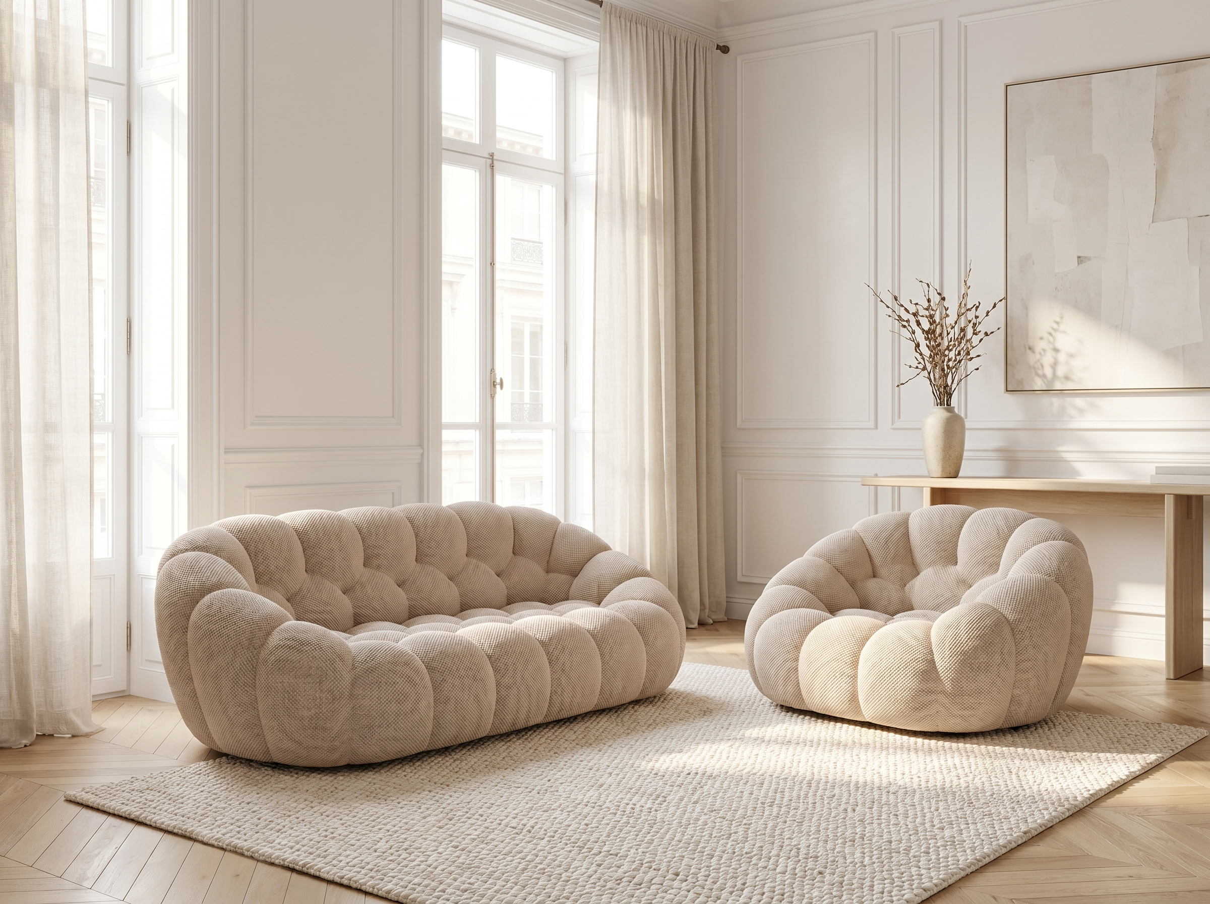 Canapé Bubble Arrondi 2 Places Beige - Cocoon