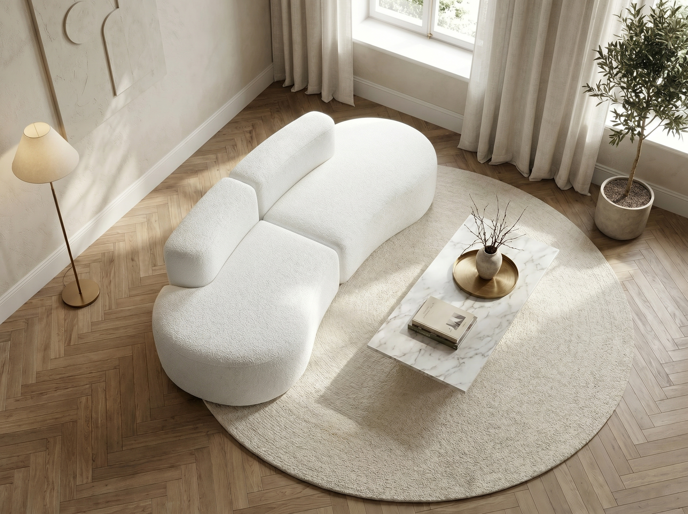 Canapé Arrondi Compressé Blanc - Coco Living