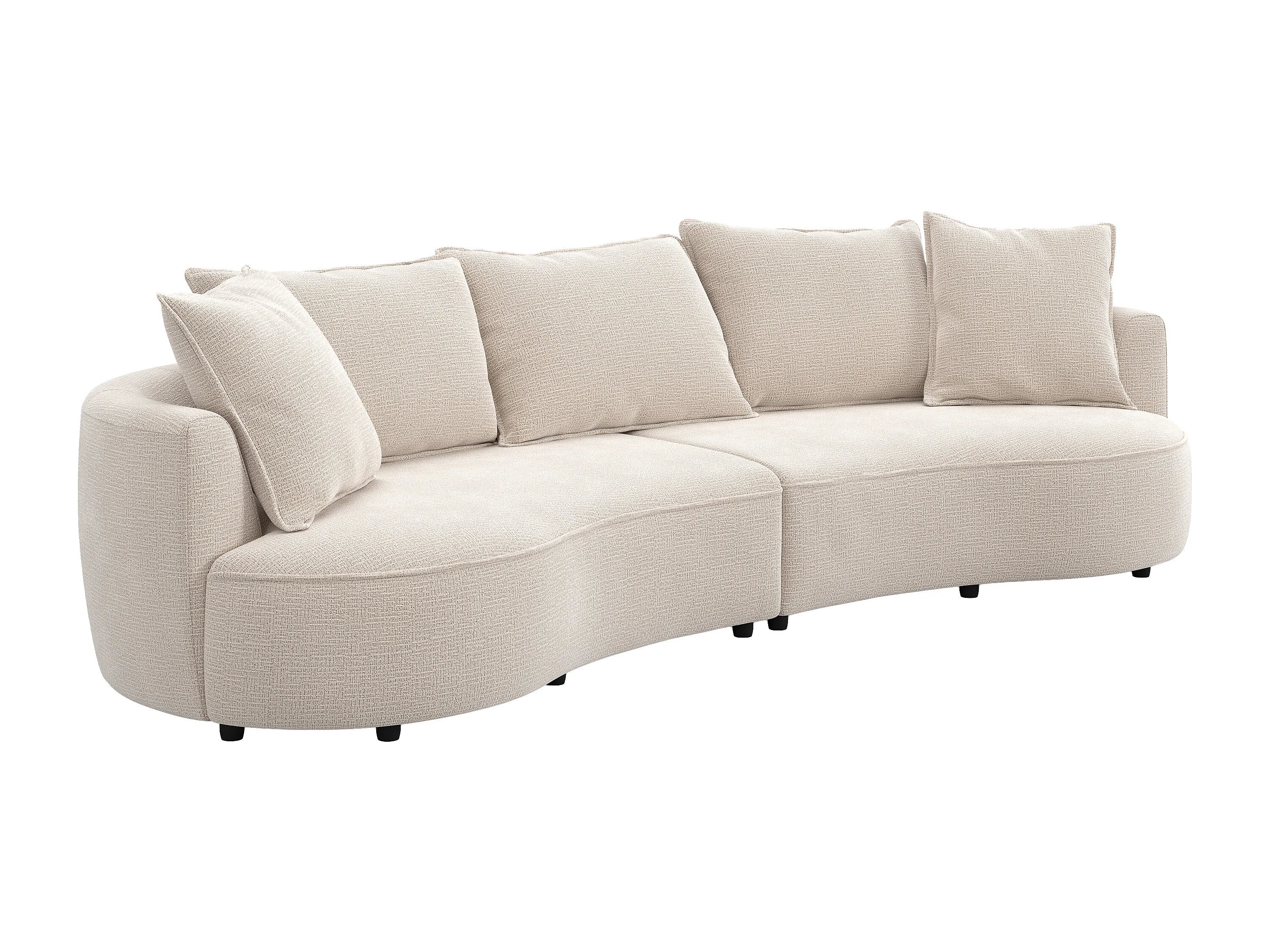 Canapé Arrondi 4 Places En Tissu Chenille Beige - CEPRANO