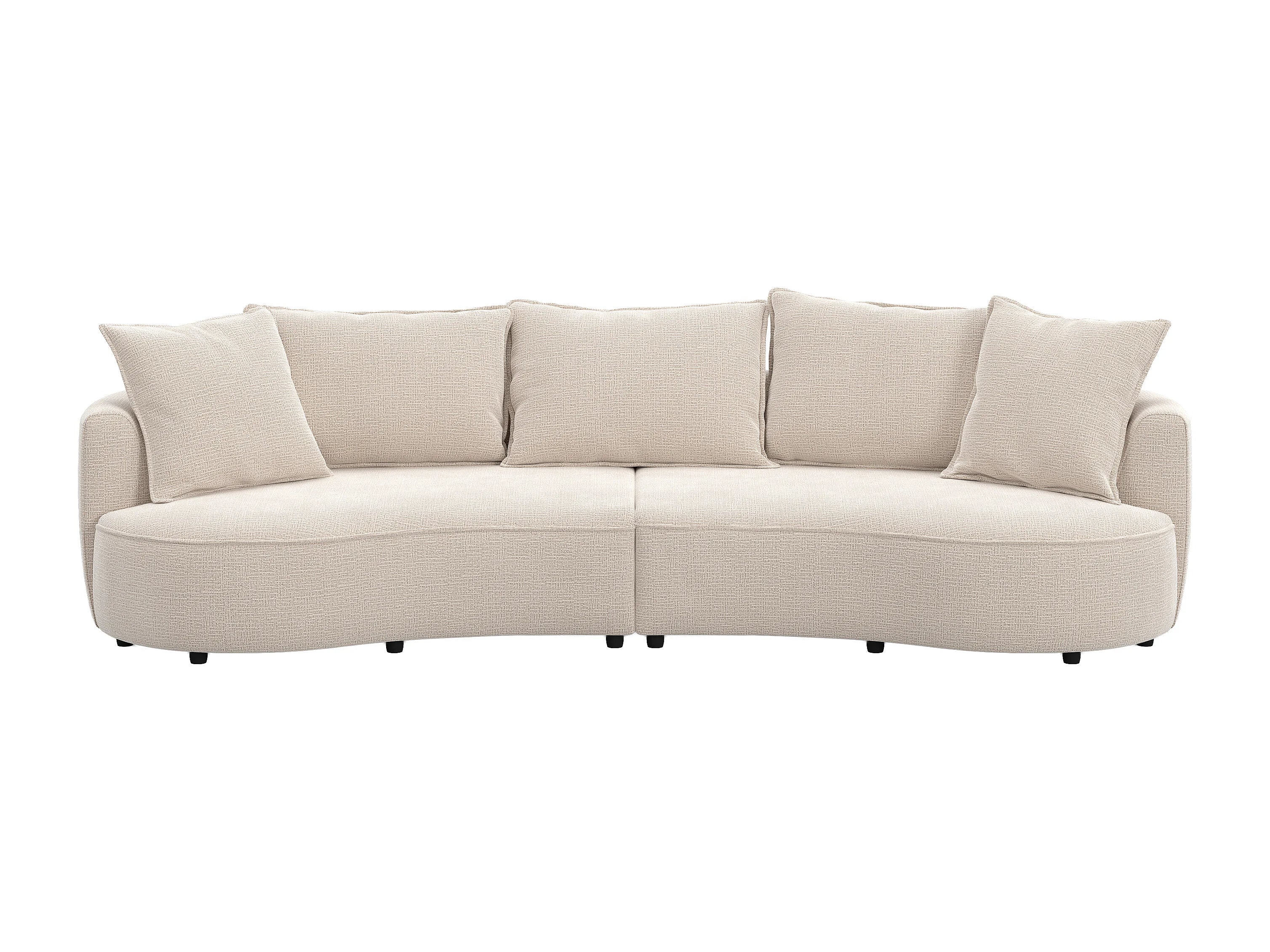 Canapé Arrondi 4 Places En Tissu Chenille Beige - CEPRANO